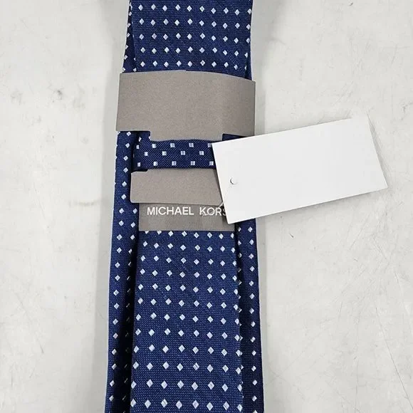 MICHAEL KORS Classic Simple Small Square Print Neck Tie Men's One Size Navy - Picture 10 of 13